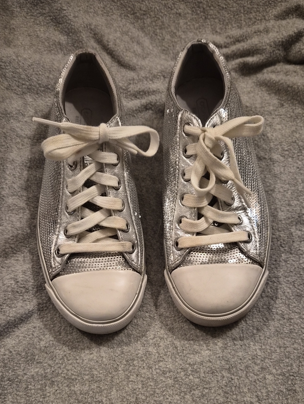 Coach Silver Sequin Low-Top Sneakers